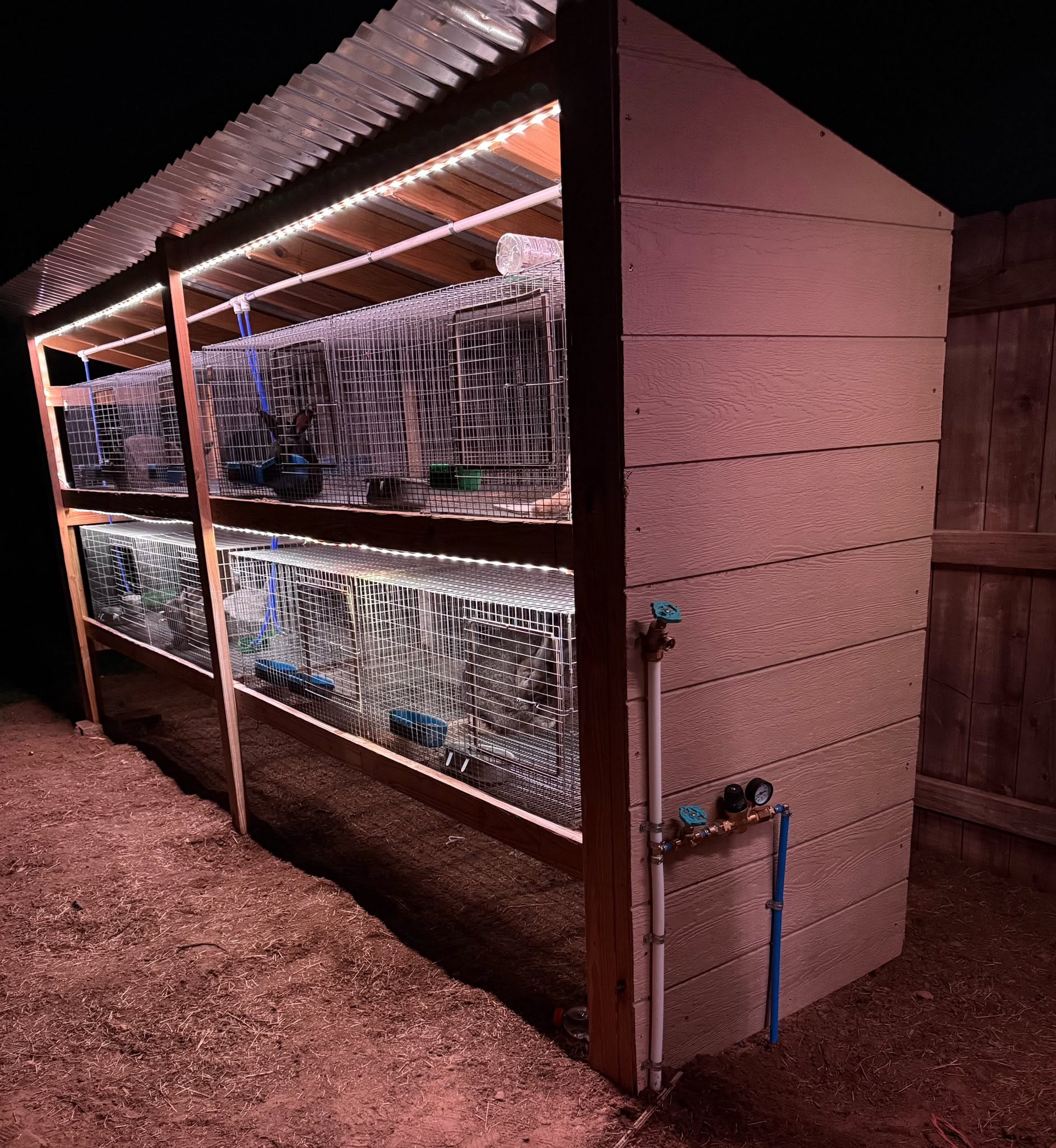 Rabbit hutch with automatic watering line